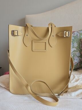 The Cambridge Satchel Company Mustard Yellow Leather Tote with Removable Strap